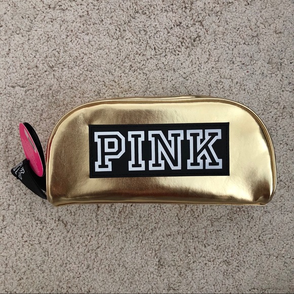 NEW Victoria’s Secret Pink Gold Cosmetic Bag - Picture 1 of 7